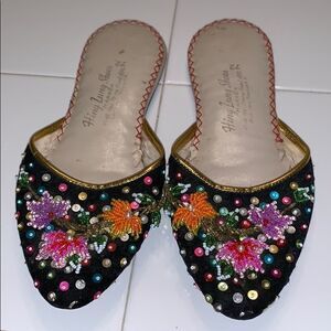 Vtg beaded mules made in Hong Kong